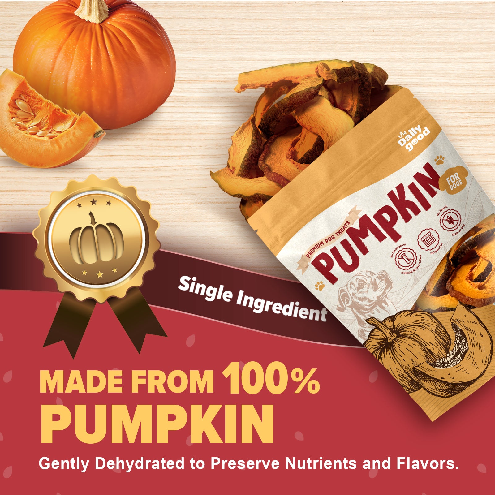 The Daily Good Dehydrated Pumpkin Dog Treats